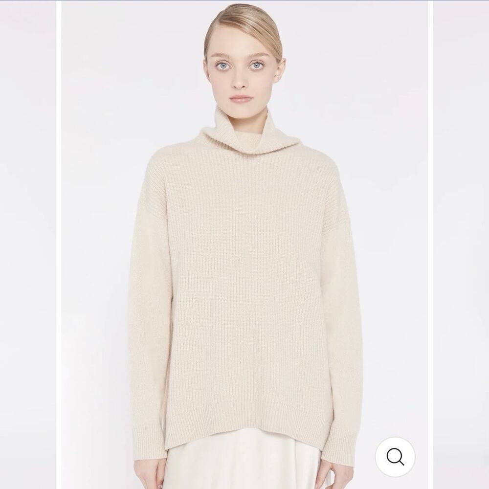 Alice + Olivia Daphney Turtleneck Tunic Cashmere Sweater in Oatmeal Size XS